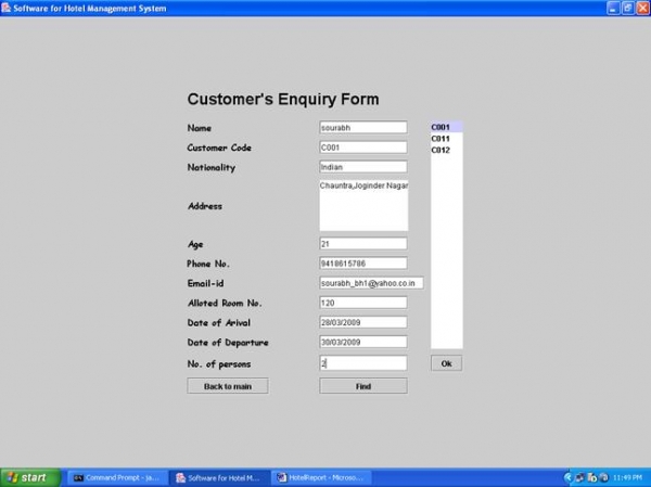 Hotel Report Project in Java with Source Code and Report [ download ...