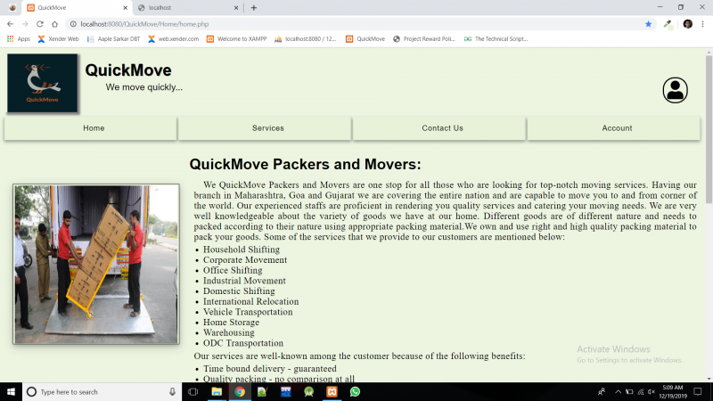 Packers And Movers Website Project in PHP with Source Code and Report ...