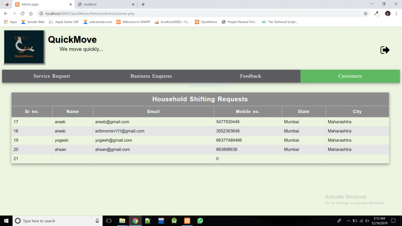 Packers And Movers Website Project in PHP with Source Code and Report ...