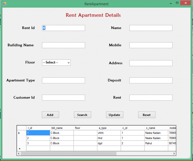 Rent Apartment Systemm Project in C# .NET with Source Code and Report ...