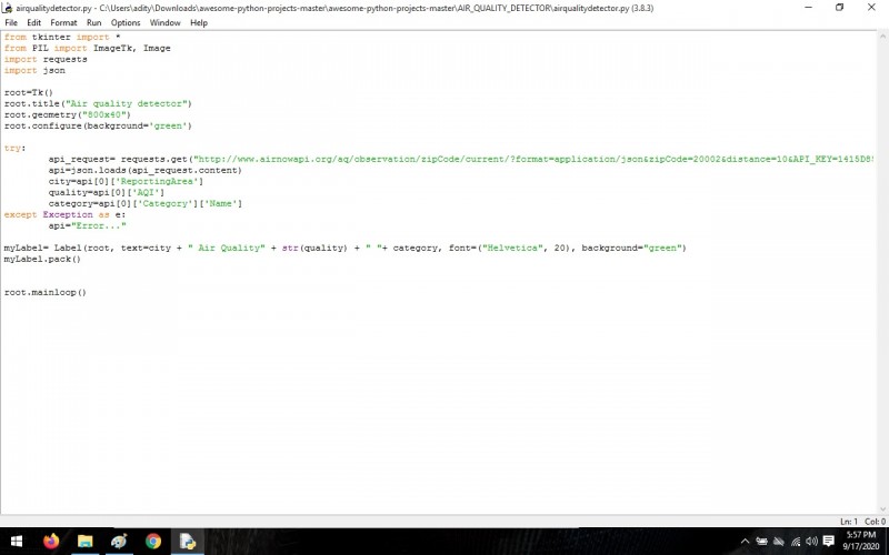 AIR QUALITY DETECTOR Project in Python with Source Code and Report ...