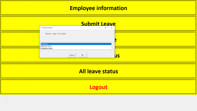 Python program to Employee-Leave-Management-System GUI App Using The ...