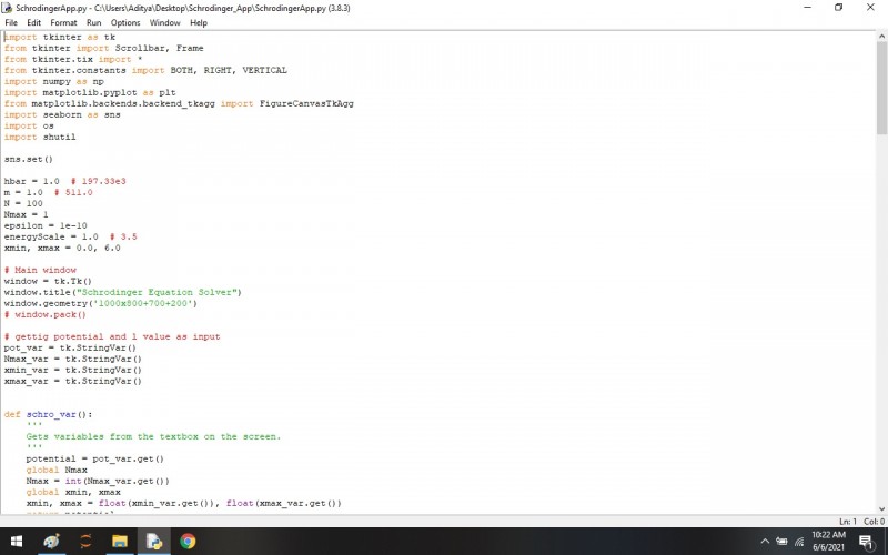 Python program to Schrodinger_App Using Python -Tkinter - kashipara