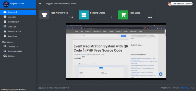 Merchandise Online Store System Project in PHP with Source Code and ...
