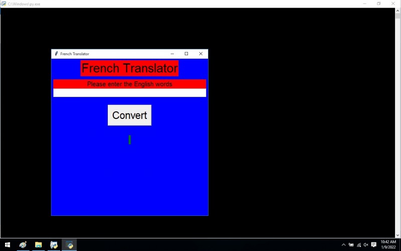 Python program to Basic French Trans Using The Python-tkinter - kashipara