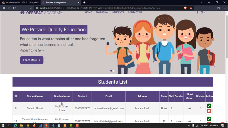 Online Student Admission System Project in PHP with Source Code and ...